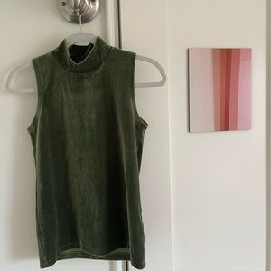 Green velvet J Crew mock neck tank top